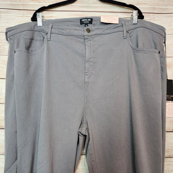 NYDJ Slim Straight Gray Jeans Curves 360 Side Ankle Slits Women's Size 26 NWT - Picture 2 of 16